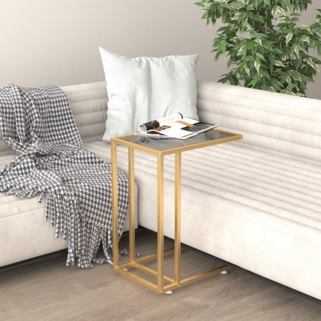 vidaXL Mesa auxiliar de ordenador vidrio transparente negro 50x35x65cm
