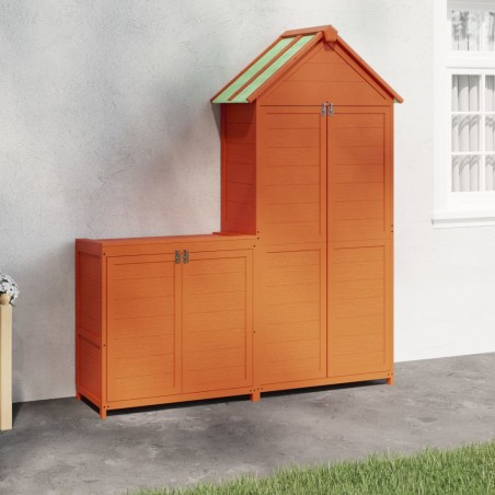 vidaXL Cobertizos para herramientas jardín 2 pzas madera pino marrón