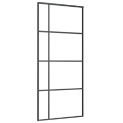 vidaXL Puerta corredera ESG vidrio y aluminio negra 90x205 cm