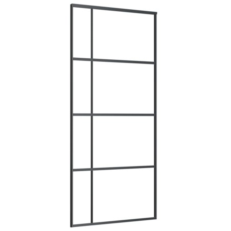 vidaXL Puerta corredera ESG vidrio y aluminio negra 90x205 cm