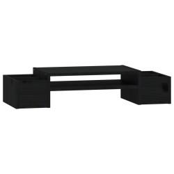 vidaXL Soporte para monitor madera maciza de pino negro 70x27,5x15 cm