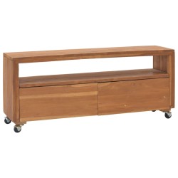 vidaXL Mueble para TV con ruedas madera maciza de teca 110x30x40 cm 