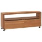 vidaXL Mueble para TV con ruedas madera maciza de teca 110x30x40 cm 