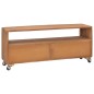 vidaXL Mueble para TV con ruedas madera maciza de teca 110x30x40 cm 