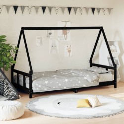 vidaXL Estructura de cama para niños madera de pino negro 90x200 cm