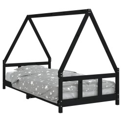 vidaXL Estructura de cama para niños madera de pino negro 90x200 cm