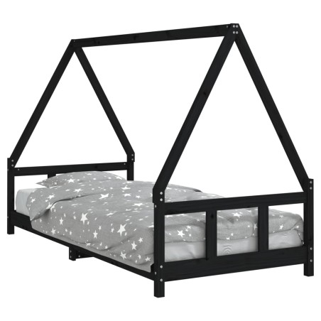vidaXL Estructura de cama para niños madera de pino negro 90x200 cm