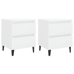 vidaXL Mesitas de noche 2 uds contrachapada blanco brillo 40x35x50 cm