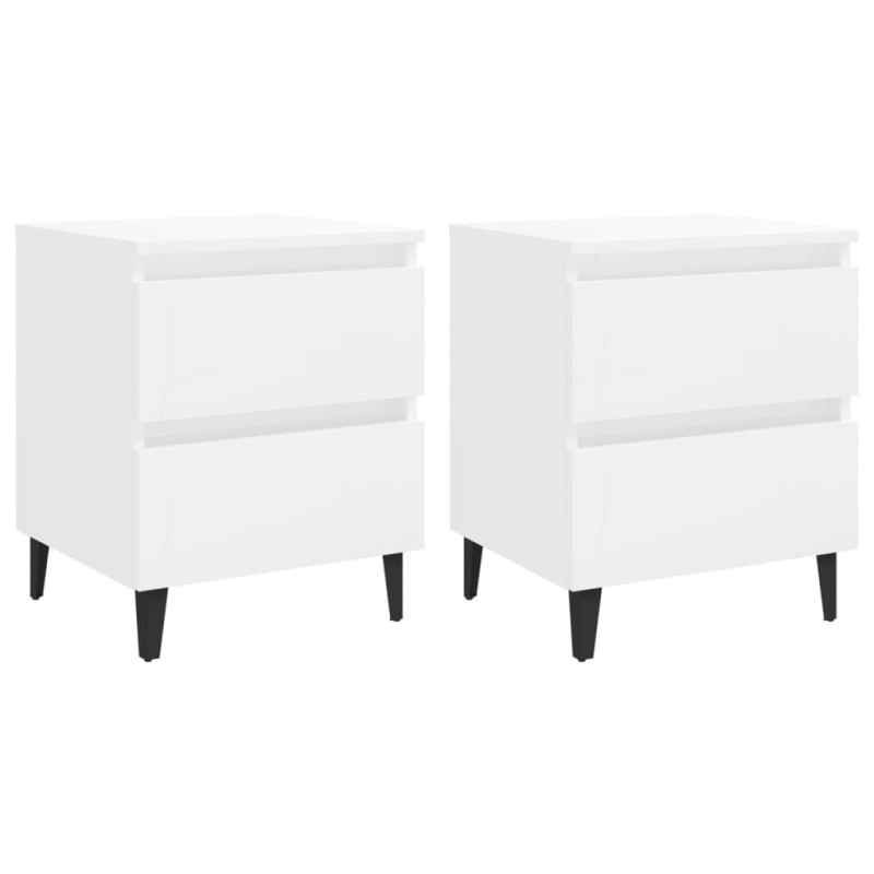 vidaXL Mesitas de noche 2 uds contrachapada blanco brillo 40x35x50 cm