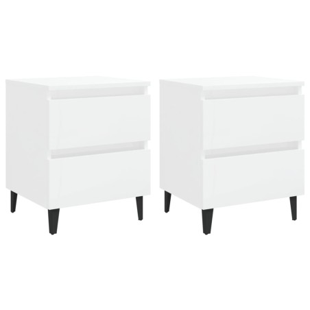 vidaXL Mesitas de noche 2 uds contrachapada blanco brillo 40x35x50 cm