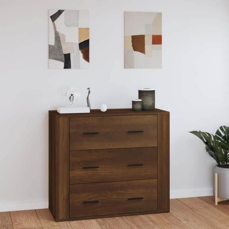 vidaXL Aparador de madera contrachapada marrón roble 80x33x70 cm vidaXL Aparador de madera contrachapada marrón roble 80x33x70 cm