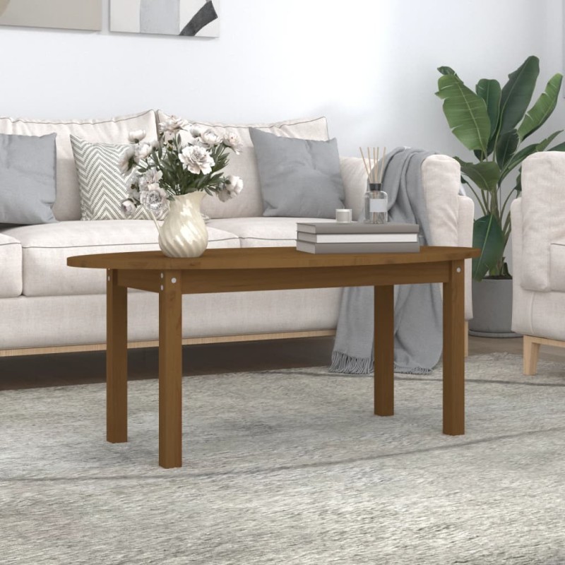 vidaXL Mesa de centro madera maciza de pino marrón miel 110x55x45 cm vidaXL Mesa de centro madera maciza de pino marrón miel 110x55x45 cm