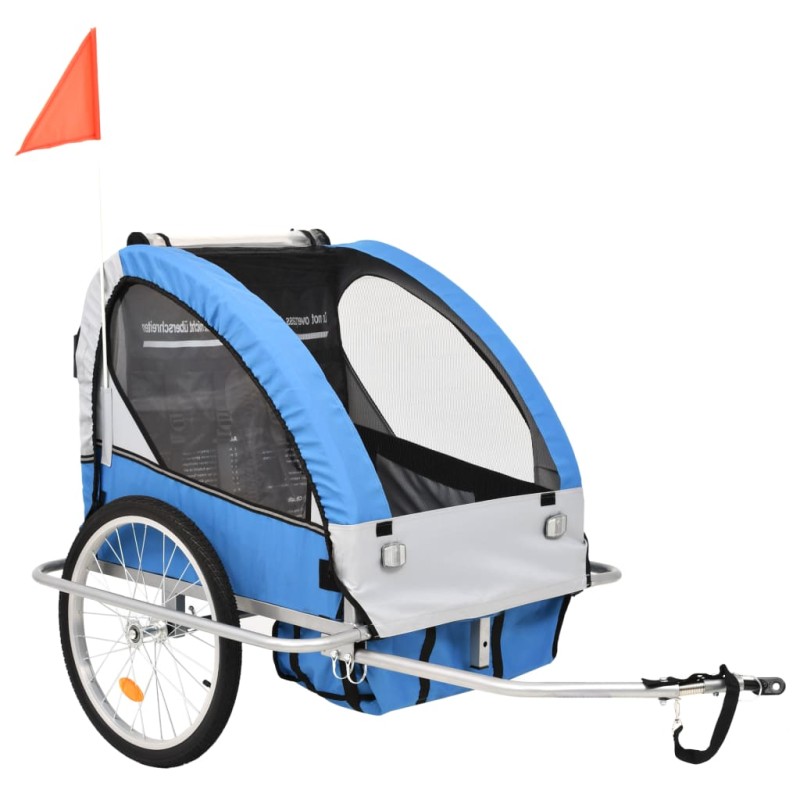 vidaXL Remolque para bicicletas y cochecito 2 en 1 azul y gris vidaXL Remolque para bicicletas y cochecito 2 en 1 azul y gris