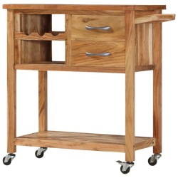 vidaXL Carrito de cocina de madera maciza de acacia 80x45x91 cm