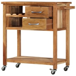 vidaXL Carrito de cocina de madera maciza de acacia 80x45x91 cm