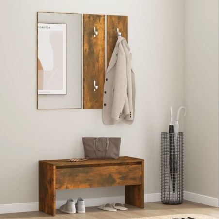 vidaXL Set de muebles de recibidor madera contrachapada roble ahumado