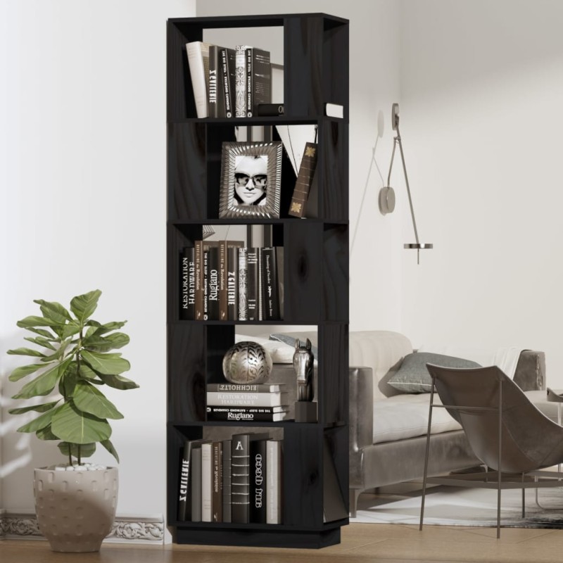 vidaXL Estantería/divisor de espacios madera pino negro 51x25x163,5 cm vidaXL Estantería/divisor de espacios madera pino negro 51x25x163,5 cm