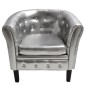 vidaXL Sillón con diseño de cubo cuero sintético plateado vidaXL Sillón con diseño de cubo cuero sintético plateado