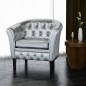 vidaXL Sillón con diseño de cubo cuero sintético plateado vidaXL Sillón con diseño de cubo cuero sintético plateado