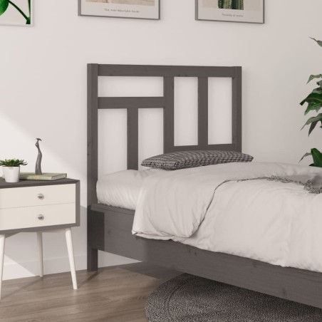 vidaXL Cabecero de cama madera maciza de pino gris 95,5x4x100 cm