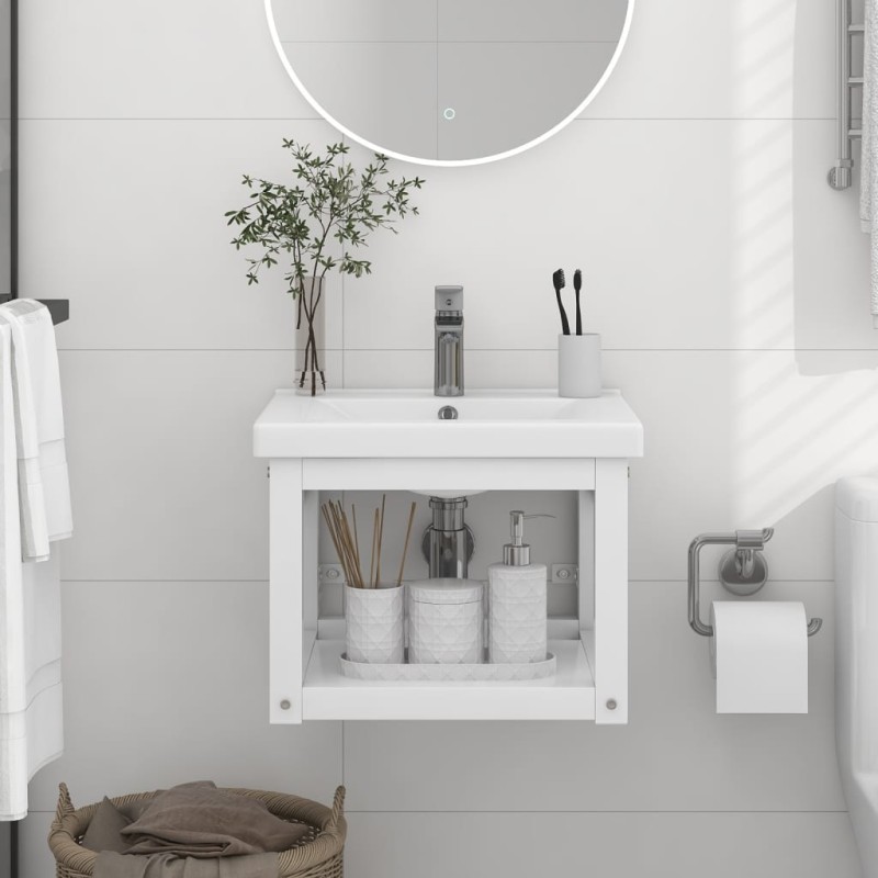 vidaXL Estructura de lavabo suspendido hierro blanco 40x38x31 cm vidaXL Estructura de lavabo suspendido hierro blanco 40x38x31 cm