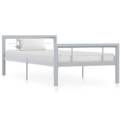 vidaXL Estructura de cama de metal gris y blanco 100x200 cm