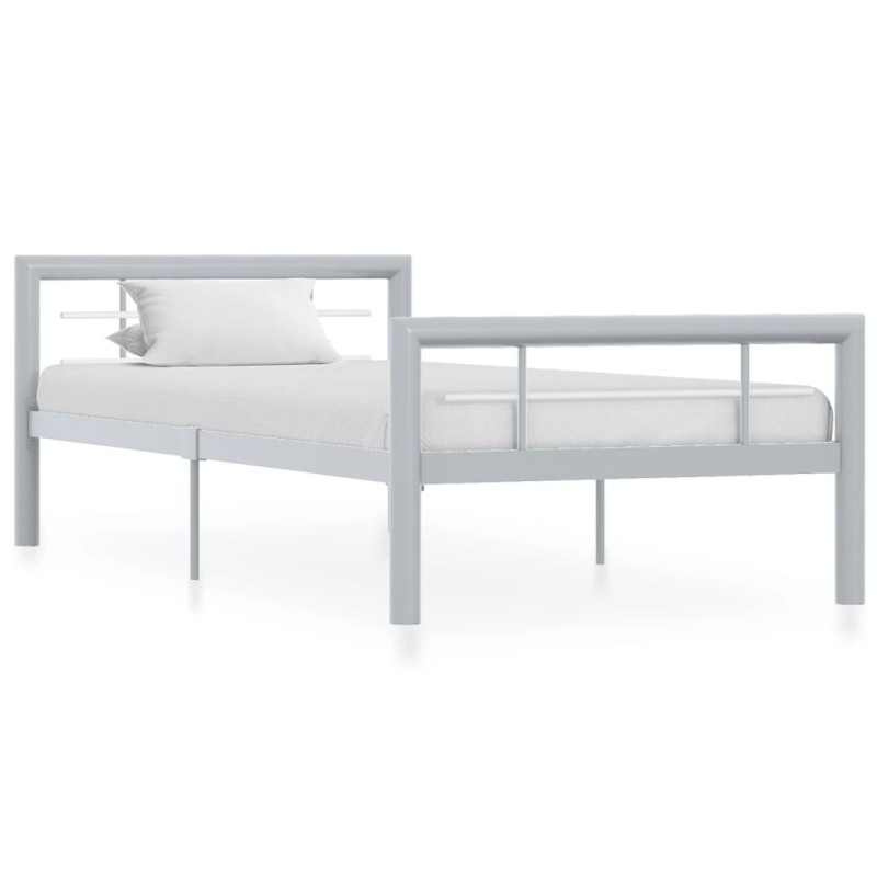 vidaXL Estructura de cama de metal gris y blanco 100x200 cm vidaXL Estructura de cama de metal gris y blanco 100x200 cm