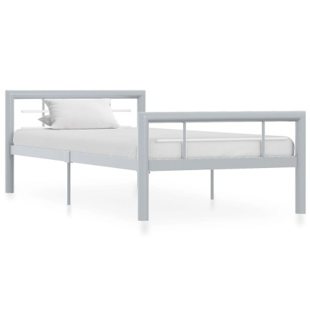 vidaXL Estructura de cama de metal gris y blanco 100x200 cm