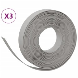 vidaXL Borduras de jardín 3 uds polietileno gris 10 m 10 cm