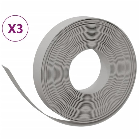 vidaXL Borduras de jardín 3 uds polietileno gris 10 m 10 cm