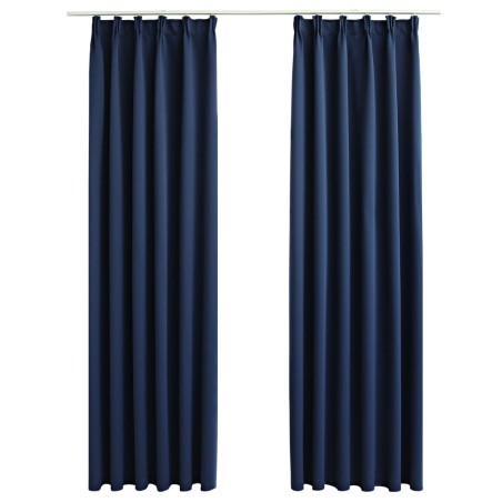 vidaXL Cortinas opacas con ganchos 2 piezas azul 140x225 cm