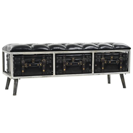 vidaXL Banco de almacenaje de cuero artificial 110 cm negro