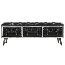 vidaXL Banco de almacenaje de cuero artificial 110 cm negro