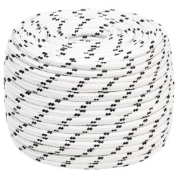 vidaXL Cuerda para barco trenzada poliéster blanco 14 mmx25 m