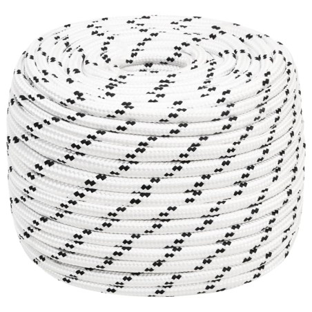vidaXL Cuerda para barco trenzada poliéster blanco 14 mmx25 m