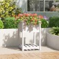 vidaXL Jardinera con estante madera maciza de pino blanco 54x54x81 cm vidaXL Jardinera con estante madera maciza de pino blanco 54x54x81 cm