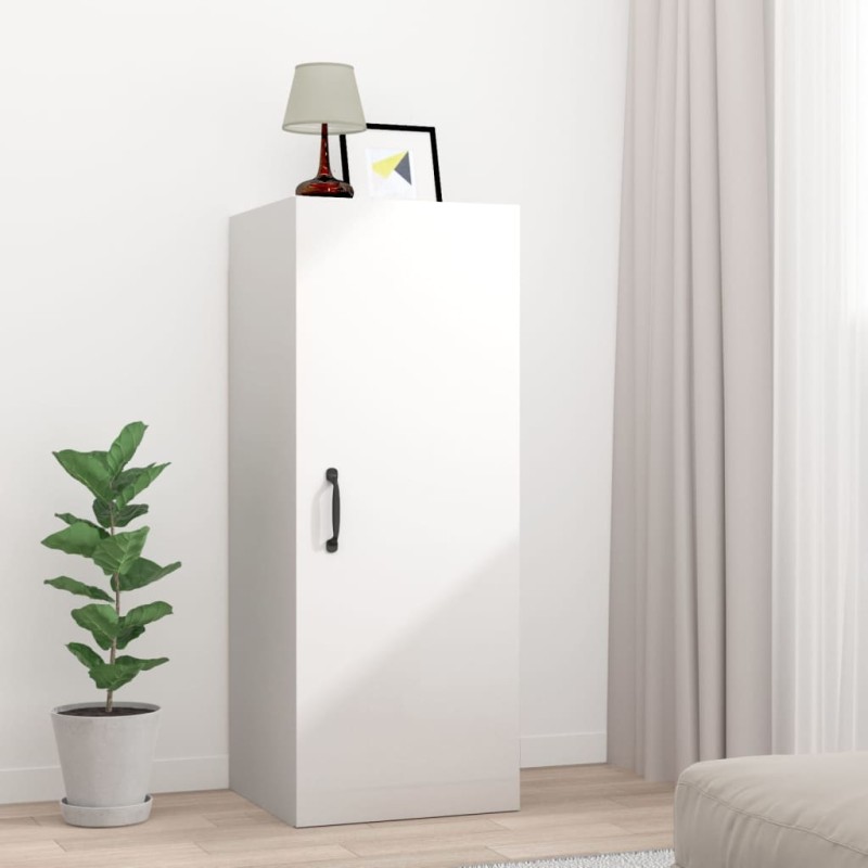 vidaXL Armario de pared colgante madera blanco brillante 34,5x34x90 cm vidaXL Armario de pared colgante madera blanco brillante 34,5x34x90 cm