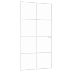 vidaXL Puerta interior vidrio templado y aluminio blanco 102x201,5 cm
