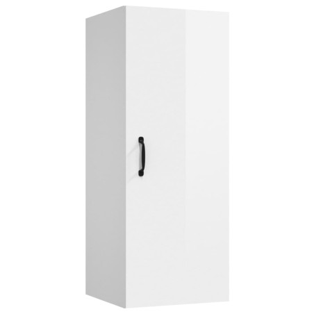 vidaXL Armario de pared colgante madera blanco brillante 34,5x34x90 cm