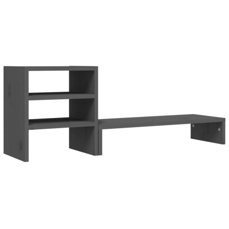 vidaXL Soporte para monitor madera maciza de pino gris 81x20x30 cm