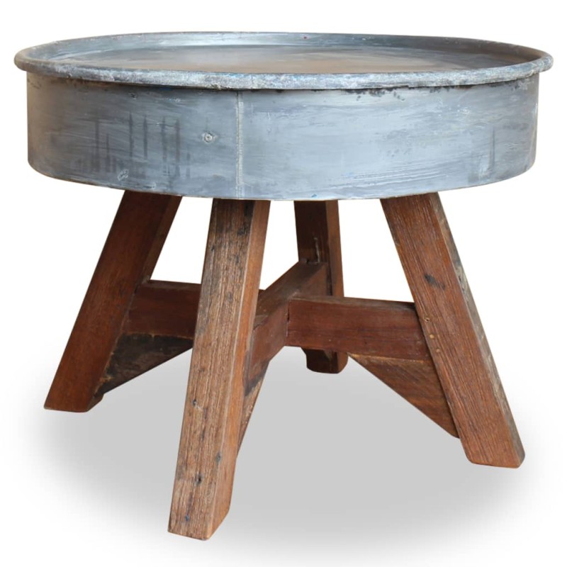 vidaXL Mesa de centro de madera maciza reciclada plateada 60x45 cm vidaXL Mesa de centro de madera maciza reciclada plateada 60x45 cm