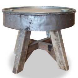 vidaXL Mesa de centro de madera maciza reciclada plateada 60x45 cm