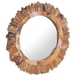 vidaXL Espejo de pared redondo teca 60 cm