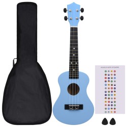 vidaXL Set de ukelele soprano con funda para niños azul bebé 23"