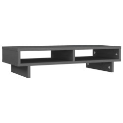 vidaXL Soporte para monitor madera maciza de pino gris 60x27x14 cm