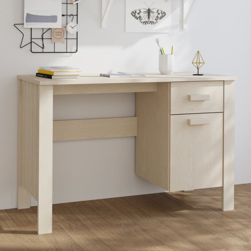 vidaXL Escritorio HAMAR madera de pino maciza marrón miel 113x50x75 cm vidaXL Escritorio HAMAR madera de pino maciza marrón miel 113x50x75 cm