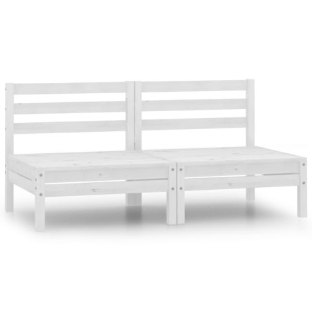 vidaXL Sofás central de jardín 2 unidades blanco madera maciza de pino