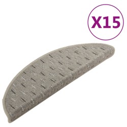 vidaXL Alfombras de peldaños de escalera 15 uds gris 56x17x3 cm