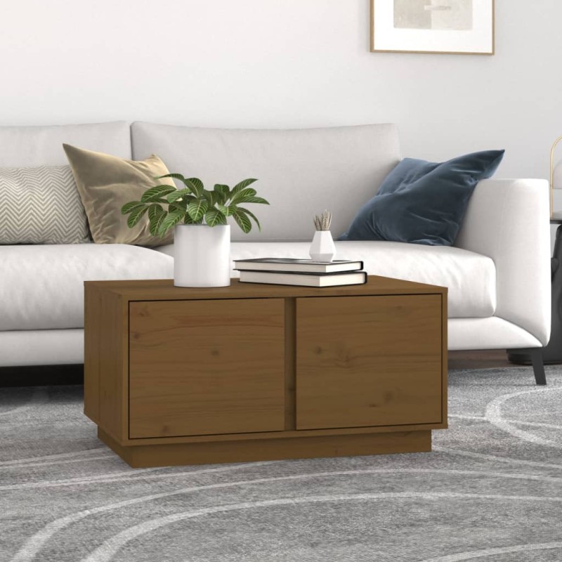 vidaXL Mesa de centro madera maciza de pino marrón miel 80x50x40 cm vidaXL Mesa de centro madera maciza de pino marrón miel 80x50x40 cm