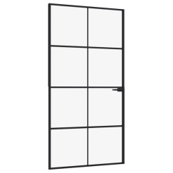 vidaXL Puerta interior vidrio templado y aluminio negro 102x201,5 cm